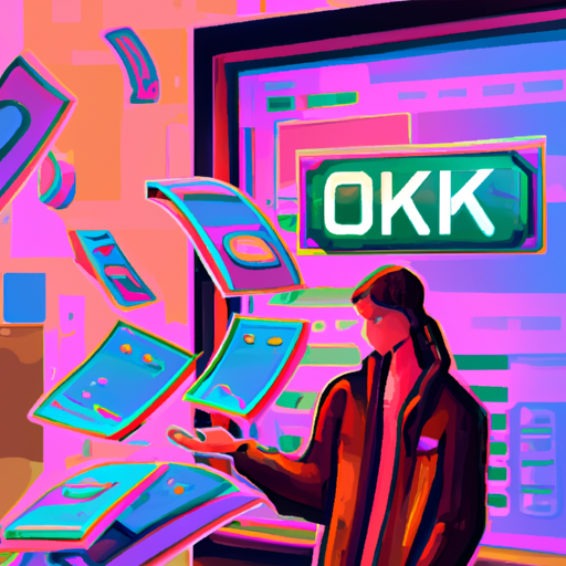 a professional digital painting about OKX, Suiswap, trading, token sustainability, gorgeous digital painting, warm colors captivating, trending on ArtStation, in the style of vaporwave