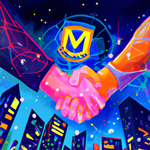 A professional digital painting about the partnership between Manchester City and OKX, crypto exchange, Web3 technology, global fan base, innovative engagements, gorgeous digital painting, warm colors, captivating, trending on ArtStation.