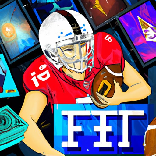 A professional digital painting about the intersection of NFTs and the NFL, exploring the concept of digital collectibles and how blockchain technology has revolutionized the sports memorabilia industry. The article delves into the creation of NFL All Day NFTs, the role of Ethereum-based sports NFTs and crypto art, and the appeal of digital rarity in NFL collectibles. It also discusses the future of NFL All Day and the impact of NFTs on sports fandom. The painting features vibrant colors and captures the excitement and innovation of this emerging field.