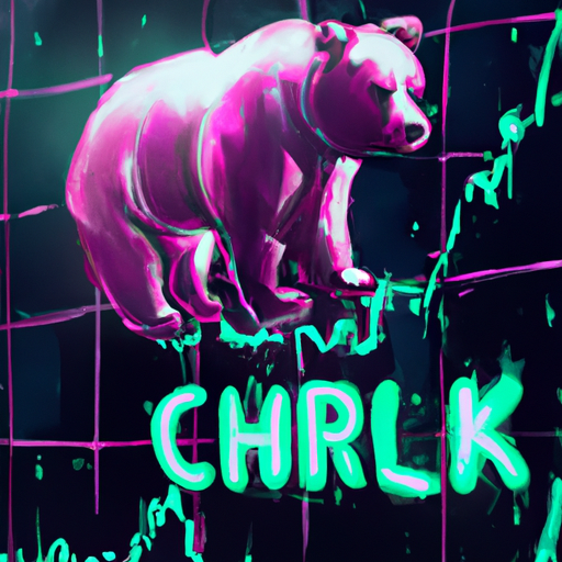 a bold and dynamic digital painting about Chainlink, Tradecurve, crypto market, price decline, bears, resistance, gorgeous digital painting, cool colors captivating, trending on ArtStation, in the style of cyberpunk.