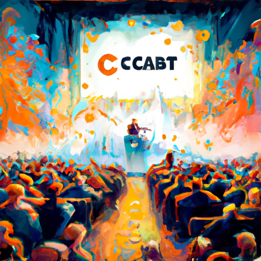 a professional digital painting about CoinMarketCap, Catalyst conference, Web3, technology, finance, Lisbon Congress Centre, gorgeous digital painting, warm colors captivating, trending in artstation