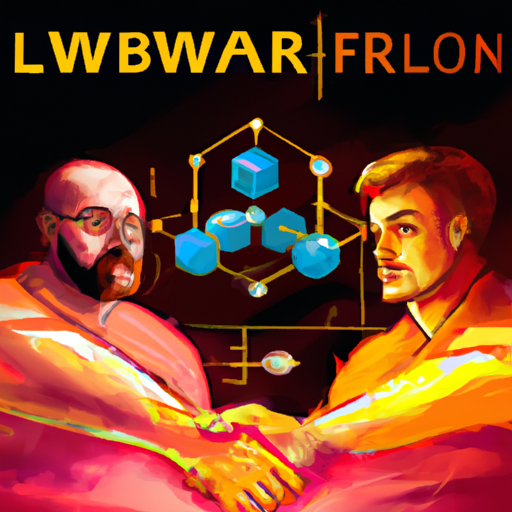 a professional digital painting about DWF Labs, TRON, blockchain, liquidity provider, Web3, partnership, gorgeous digital painting, warm colors captivating, trending in artstation.