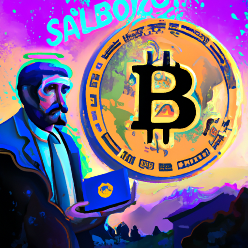 A professional digital painting about El Salvador's Bitcoin experiment, criticism, U.S. legislation, concerns, gorgeous digital painting, warm colors, captivating, trending on ArtStation, in the style of vaporwave.