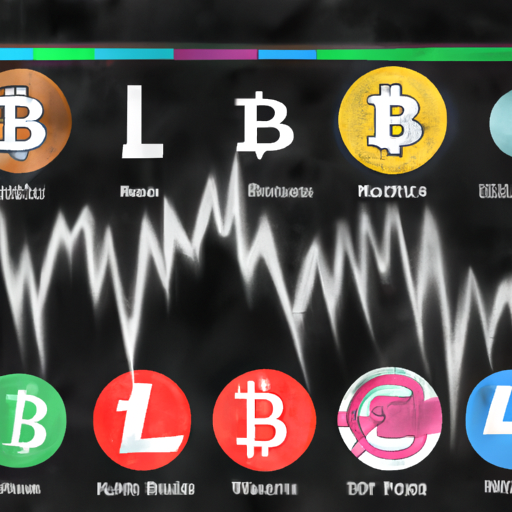A digital painting depicting the recent turmoil in the crypto market, with Bitcoin and several altcoins experiencing significant losses due to SEC actions on Coinbase and Binance. The Relative Strength Indicator and MACD indicator both demonstrate bearish sentiment for Bitcoin. Ethereum, BNB, Cardano, Litecoin, and Filecoin all experienced weekly losses, while Bitget Token showed a 3.4% weekly gain. The painting features vibrant colors and a captivating style, trending on ArtStation in the vaporwave genre.