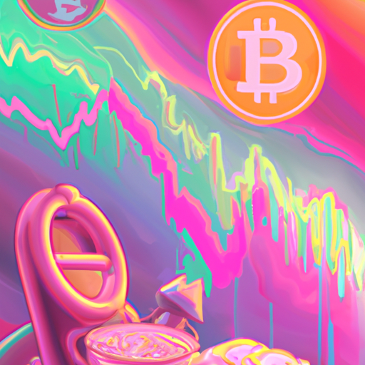 a professional digital painting about today's market session, Bitcoin, Ripple, altcoins, gains and drops, Bollinger bands, trading volume, gorgeous digital painting, warm colors captivating, trending on ArtStation, in the style of vaporwave