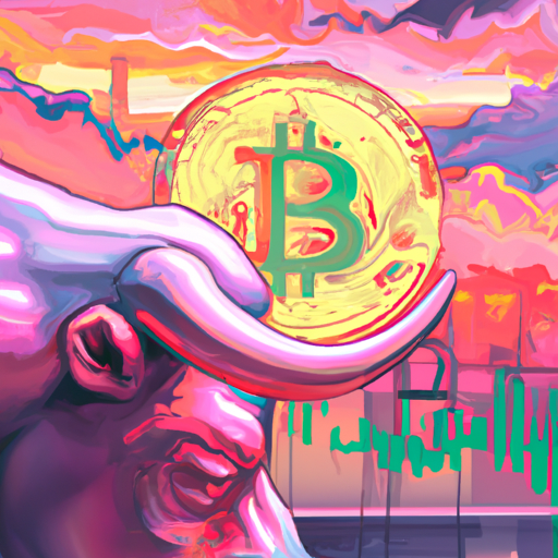 A professional digital painting about the global market, Bitcoin, ETH, Aave, trading, gains, volatility, bulls, gorgeous digital painting, warm colors captivating, trending on ArtStation, in the style of vaporwave