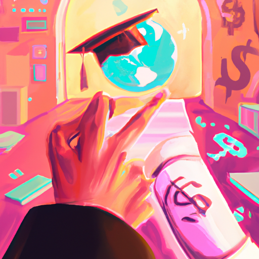 A professional digital painting about Prodigy Finance, student loans, funding, education, global impact, gorgeous digital painting, warm colors captivating, trending on ArtStation, in the style of vaporwave.