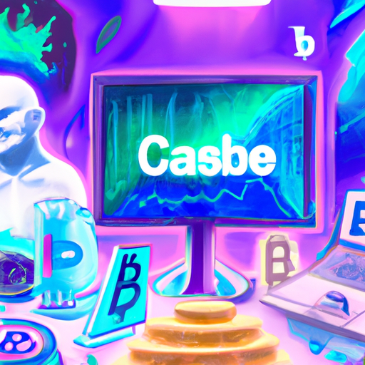 A professional digital painting about Coinbase, cryptocurrency derivatives, futures commission merchant, FairX, centralized exchanges, trading volume, Coinbase shares, gorgeous digital painting, warm colors captivating, trending on ArtStation, in the style of vaporwave.