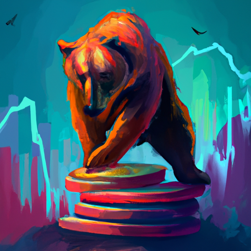 a professional digital painting about bear dominance in markets, global market cap, bitcoin analysis, volatility, gorgeous digital painting, cool colors, captivating, trending on ArtStation