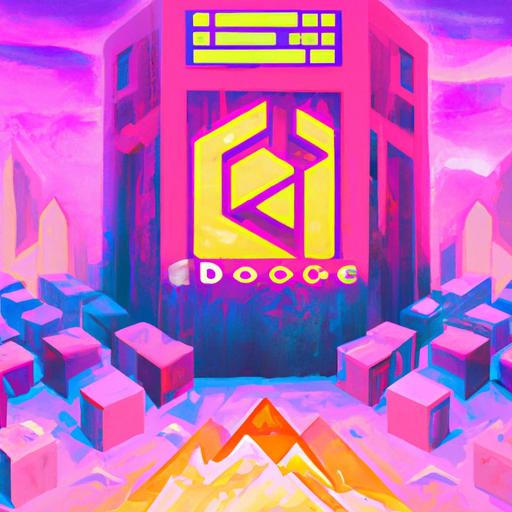 A professional digital painting about Everlodge's presale, Decentraland's upgrade, and Dogecoin's recent efforts. Gorgeous digital painting with warm colors, captivating and trending on ArtStation, in the style of vaporwave.